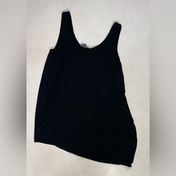 Vince Tops - Vince Asymmetrical Knotted Hem Scoop Neck Tank Top Women Medium Black